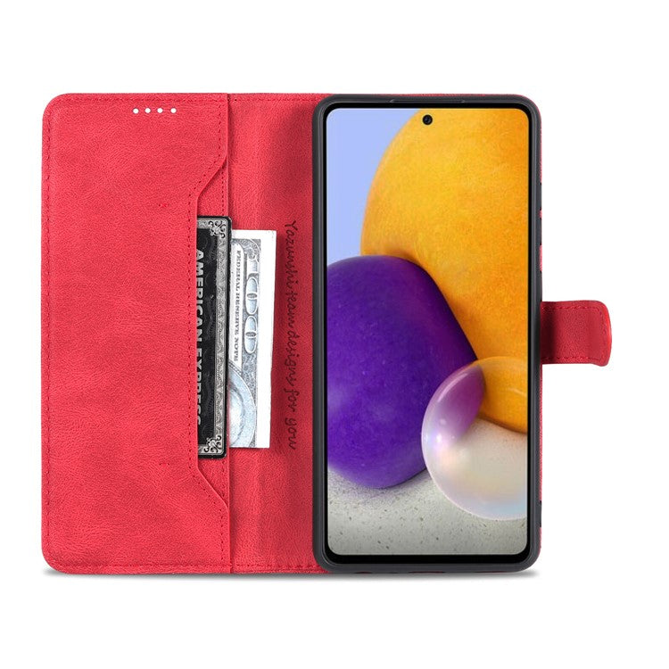 AZNS Shock-Absorbed Leather Phone Cover + Soft TPU Inner Shell for Samsung Galaxy A52 5G/4G/A52s 5G - Red