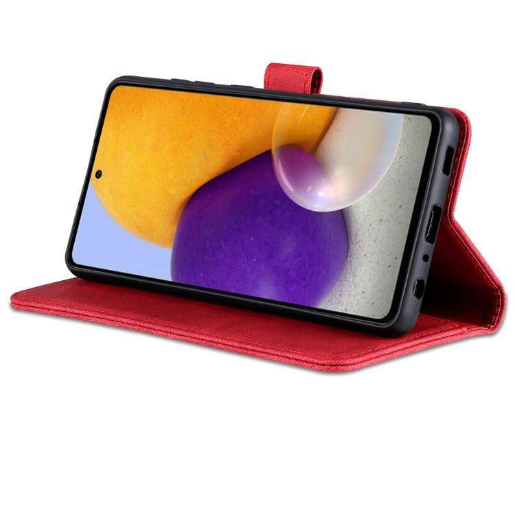 AZNS Shock-Absorbed Leather Phone Cover + Soft TPU Inner Shell for Samsung Galaxy A52 5G/4G/A52s 5G - Red