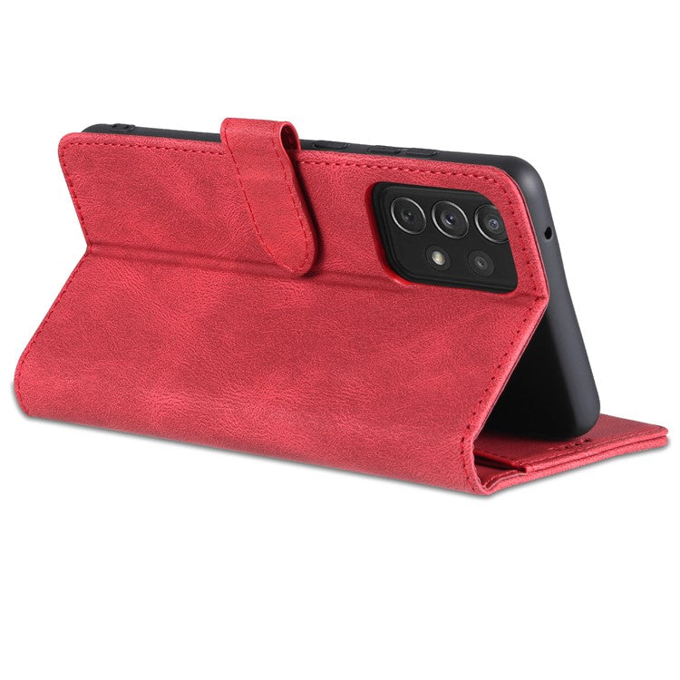 AZNS Shock-Absorbed Leather Phone Cover + Soft TPU Inner Shell for Samsung Galaxy A52 5G/4G/A52s 5G - Red