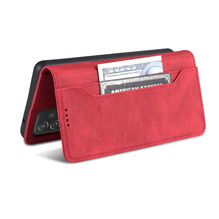 AZNS Shock-Absorbed Leather Phone Cover + Soft TPU Inner Shell for Samsung Galaxy A52 5G/4G/A52s 5G - Red