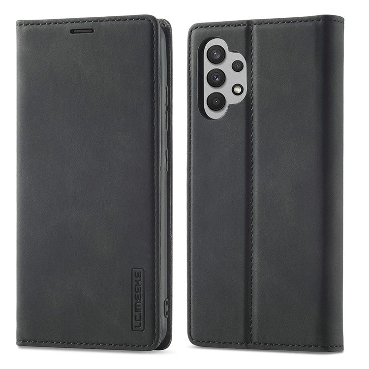 LC.IMEEKE Leather Well-Protected Anti-Fall Wallet Design Strong Magnetic Phone Shell Case with Stand for Samsung Galaxy A32 5G / M32 5G - Black