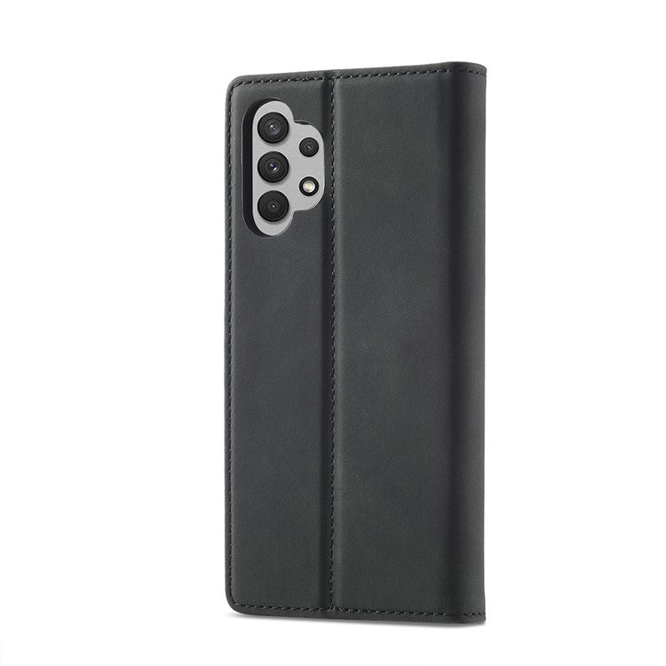 LC.IMEEKE Leather Well-Protected Anti-Fall Wallet Design Strong Magnetic Phone Shell Case with Stand for Samsung Galaxy A32 5G / M32 5G - Black