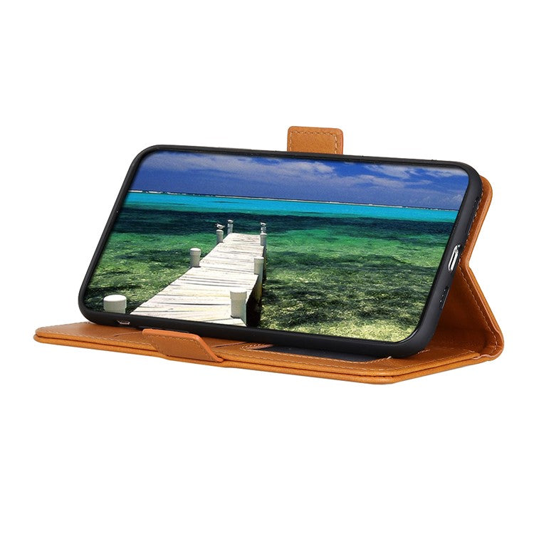 For Samsung Galaxy A53 5G Leather Cover + Inner TPU Phone Case Shell with Stand Wallet - Brown