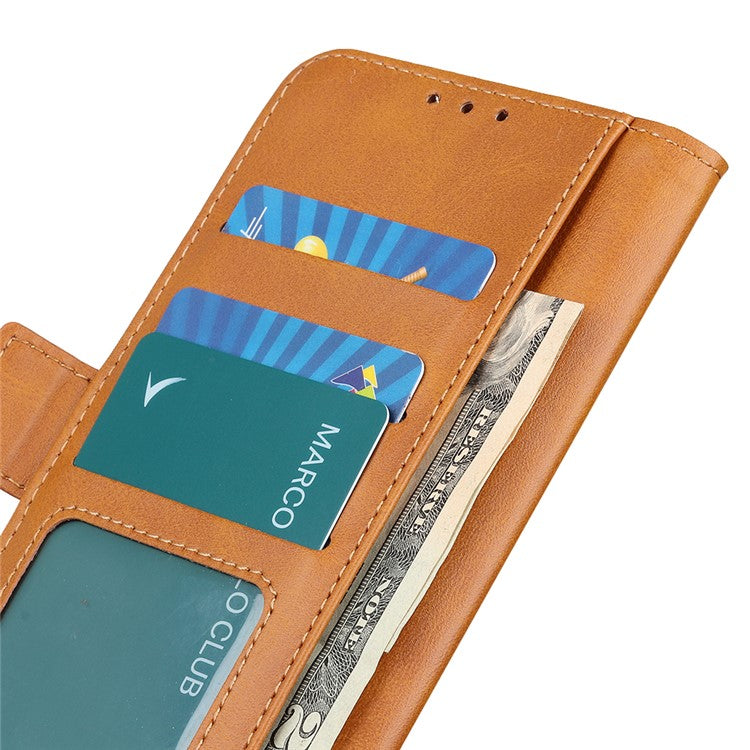 For Samsung Galaxy A53 5G Leather Cover + Inner TPU Phone Case Shell with Stand Wallet - Brown