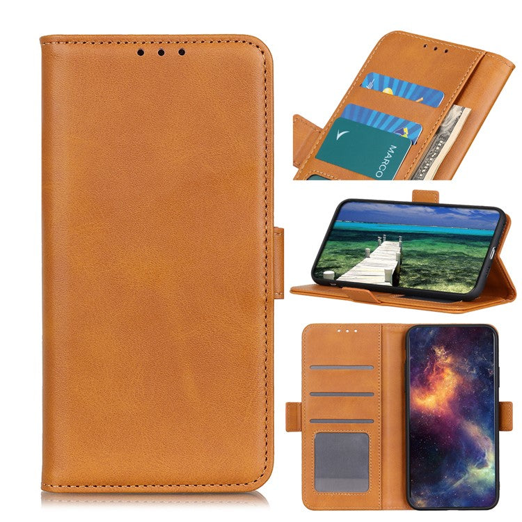 For Samsung Galaxy A53 5G Leather Cover + Inner TPU Phone Case Shell with Stand Wallet - Brown