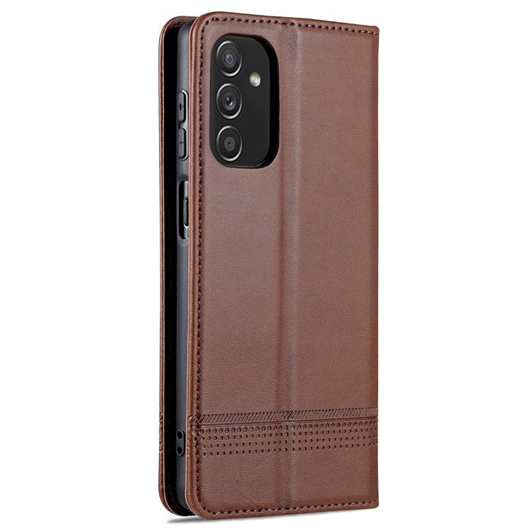 AZNS Magnetic Absorption PU Leather Flip Cover Stand Full Protection Wallet Phone Case for Samsung Galaxy M52 5G - Coffee