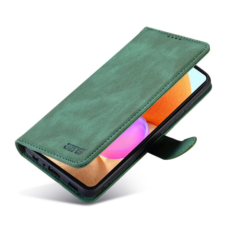 AZNS Magnetic Clasp Leather Case Drop-proof Fully Wrapped Wallet Stand Phone Cover for Samsung Galaxy A32 4G (EU Version) - Green