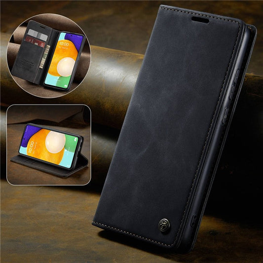 CASEME 013 Series PU Leather Folio Phone Case Wallet Stand Design Lightweight Auto-absorbed Phone Covering for Samsung Galaxy A53 5G - Black