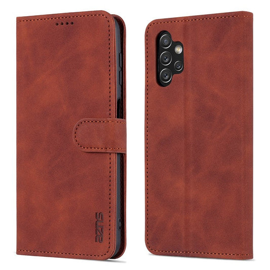 AZNS Magnetic Clasp PU Leather Case for Samsung Galaxy A13 4G, Wallet Stand Phone Cover   Brown
