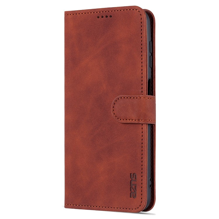 AZNS Magnetic Clasp PU Leather Case for Samsung Galaxy A13 4G, Wallet Stand Phone Cover   Brown