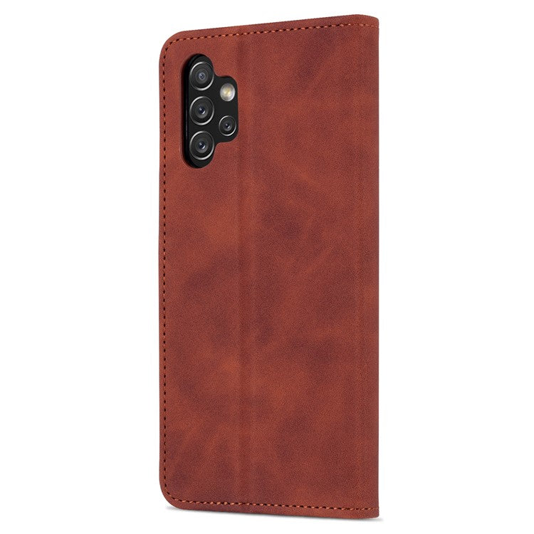 AZNS Magnetic Clasp PU Leather Case for Samsung Galaxy A13 4G, Wallet Stand Phone Cover   Brown
