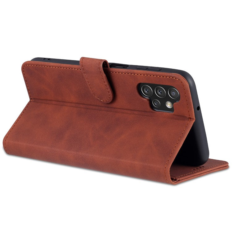 AZNS Magnetic Clasp PU Leather Case for Samsung Galaxy A13 4G, Wallet Stand Phone Cover   Brown