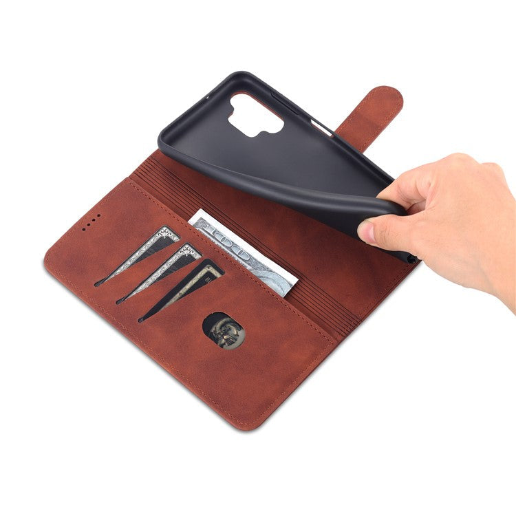 AZNS Magnetic Clasp PU Leather Case for Samsung Galaxy A13 4G, Wallet Stand Phone Cover   Brown