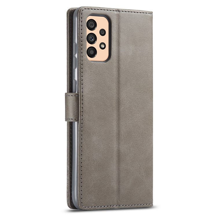 LC.IMEEKE Textured Leather Wallet Case for Samsung Galaxy A33 5G, Stand Function Magnetic Closure Shockproof Flip Folio Cover - Grey