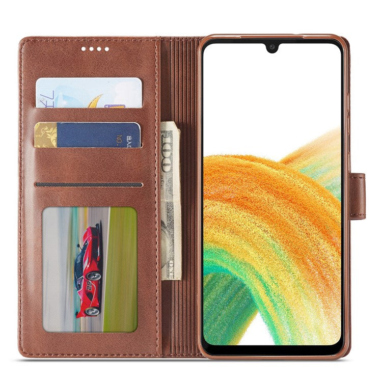 LC.IMEEKE Textured Leather Wallet Case for Samsung Galaxy A33 5G, Stand Function Magnetic Closure Shockproof Flip Folio Cover - Grey