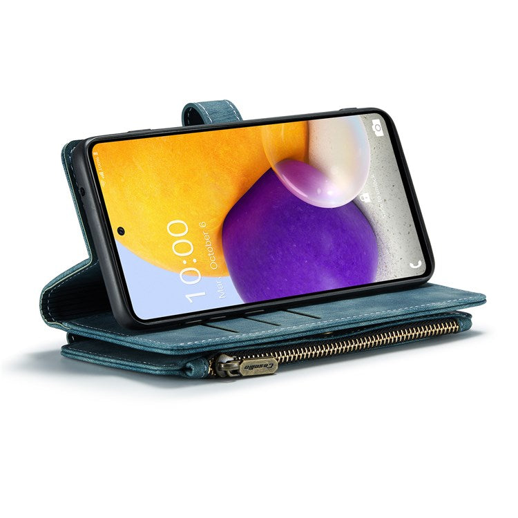 CASEME for Samsung Galaxy A13 4G C30 Series Zipper Pocket Wallet Phone Cover, Stand Design Anti drop PU Leather Phone Case   Blue