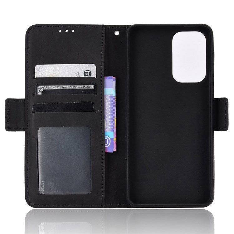 For Samsung Galaxy A33 5G Multiple Card Slots Phone Cover PU Leather Wallet Stand Folio Flip Case - Black