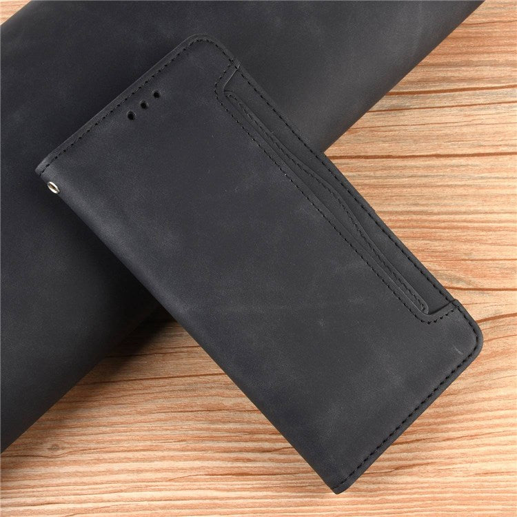 For Samsung Galaxy A33 5G Multiple Card Slots Phone Cover PU Leather Wallet Stand Folio Flip Case - Black