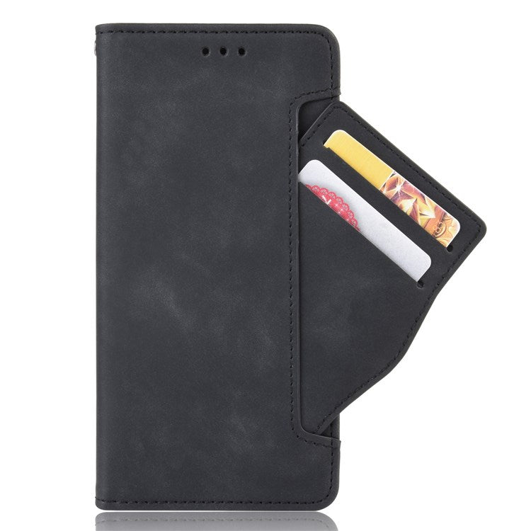 For Samsung Galaxy A33 5G Multiple Card Slots Phone Cover PU Leather Wallet Stand Folio Flip Case - Black