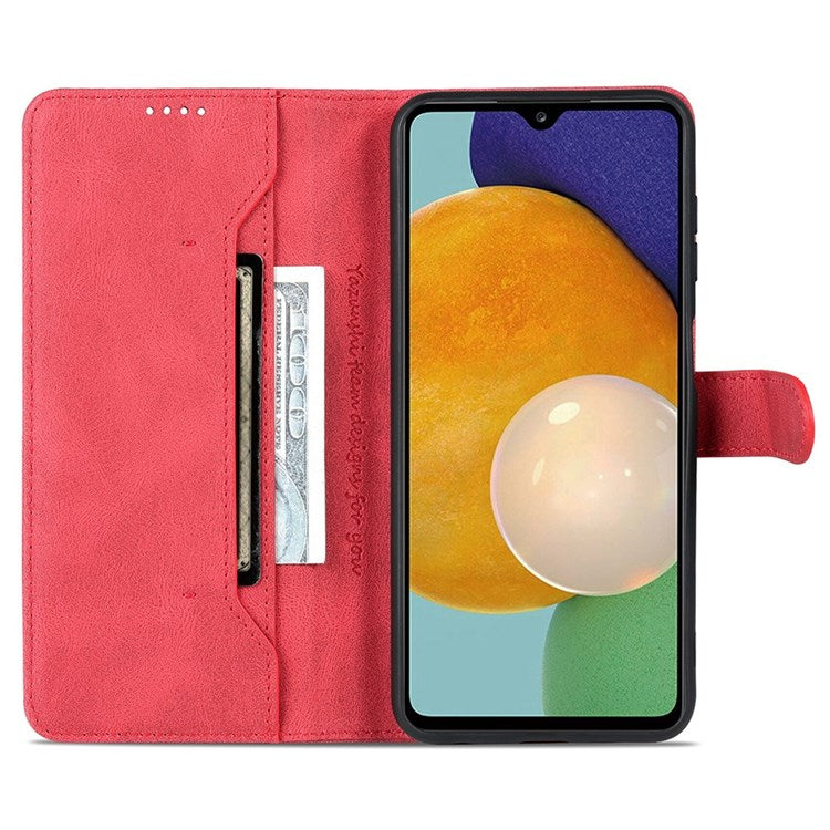 AZNS For Samsung Galaxy A13 4G PU Leather Wallet Folio Flip Phone Case Adjustable Stand Protective Cover   Red