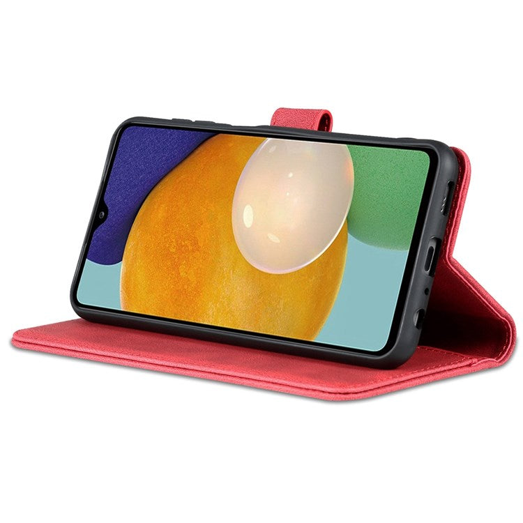 AZNS For Samsung Galaxy A13 4G PU Leather Wallet Folio Flip Phone Case Adjustable Stand Protective Cover   Red