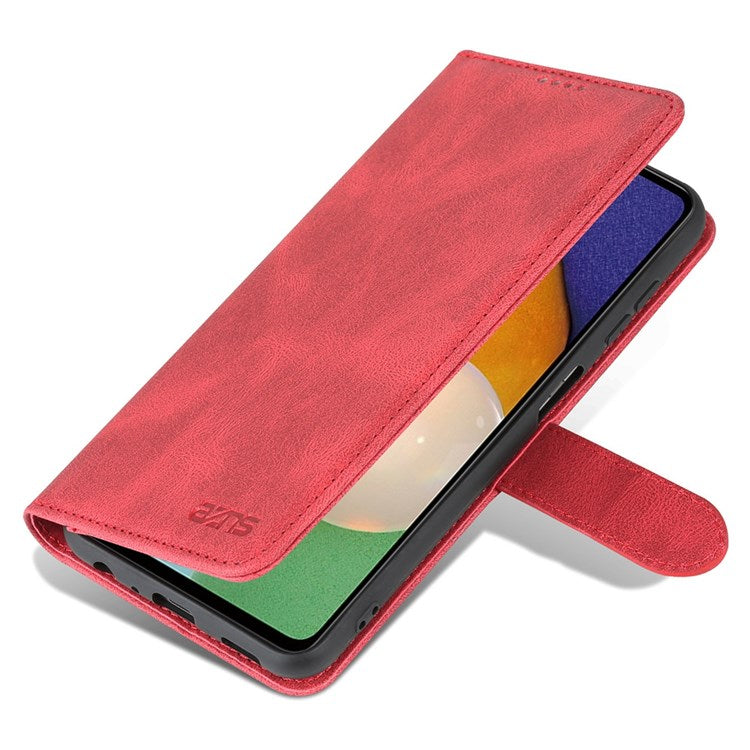 AZNS For Samsung Galaxy A13 4G PU Leather Wallet Folio Flip Phone Case Adjustable Stand Protective Cover   Red