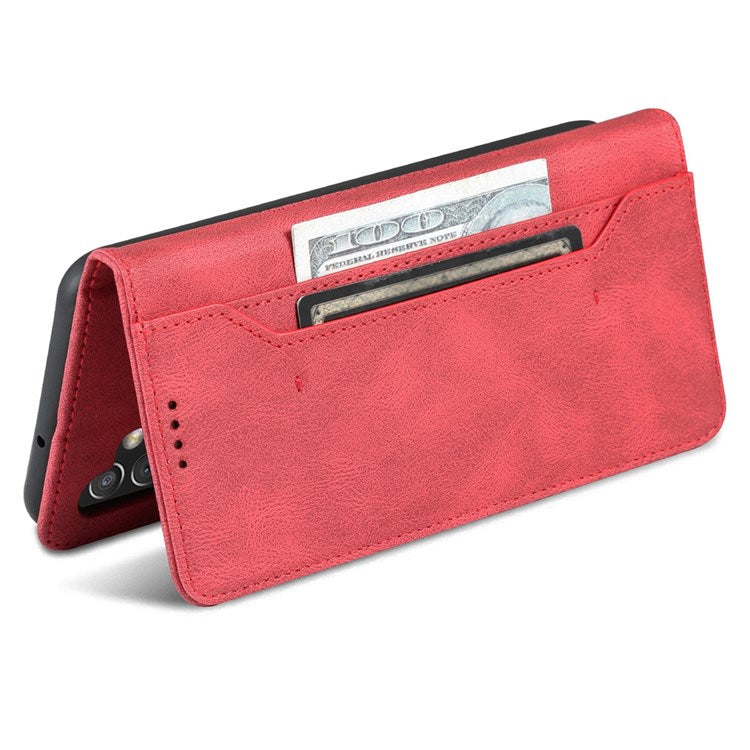 AZNS For Samsung Galaxy A13 4G PU Leather Wallet Folio Flip Phone Case Adjustable Stand Protective Cover   Red