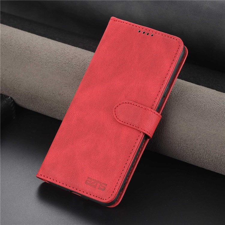AZNS For Samsung Galaxy A13 4G PU Leather Wallet Folio Flip Phone Case Adjustable Stand Protective Cover   Red
