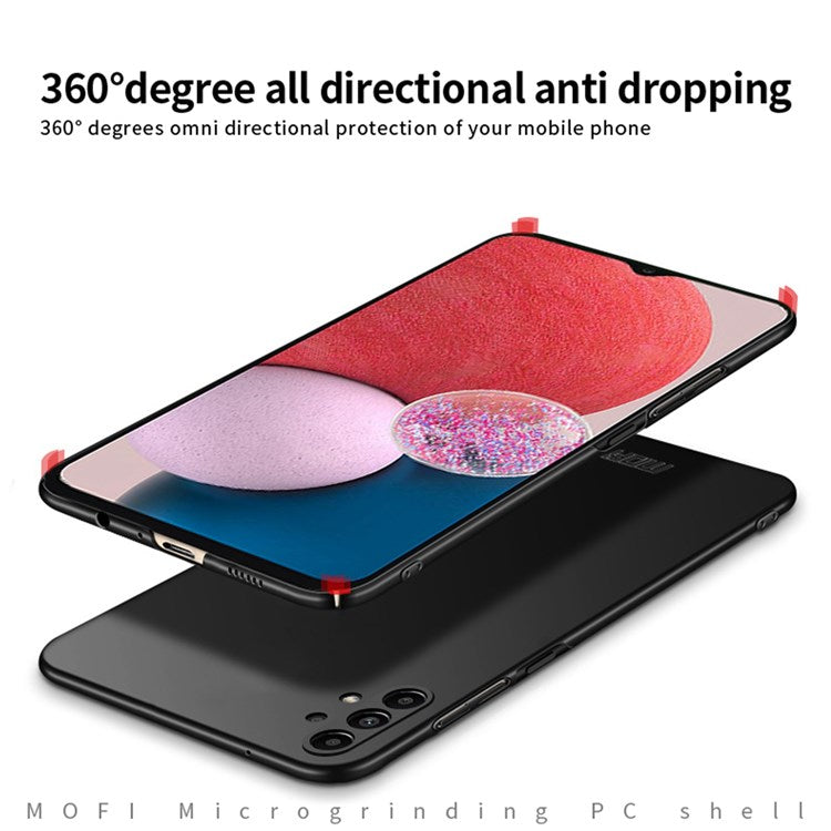 MOFI JK PC Series-1 Shield for Samsung Galaxy A13 4G Hard PC Cover Matte Finish Scratch-resistant Phone Case with Strap - Red