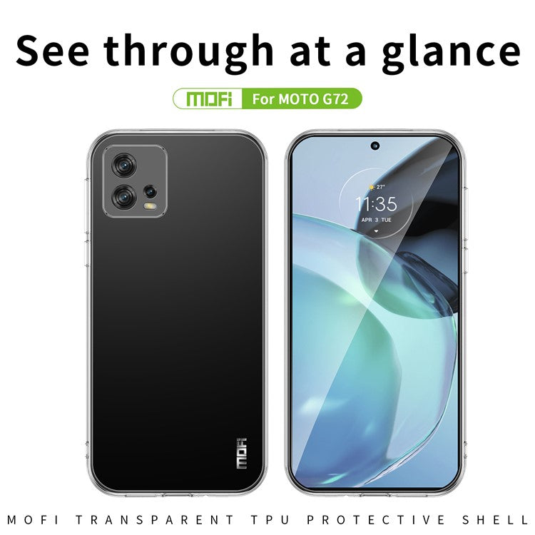 MOFI Transparent Soft TPU Phone Case for Motorola Moto G72 4G, Anti-scratch Shockproof Mobile Phone Back Cover