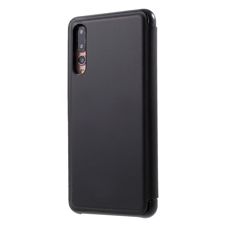 Plated Mirror Surface Leather Phone Folio Cover with Stand for Huawei P20 Pro - Grey