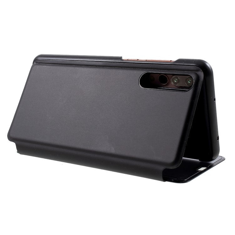 Plated Mirror Surface Leather Phone Folio Cover with Stand for Huawei P20 Pro - Grey