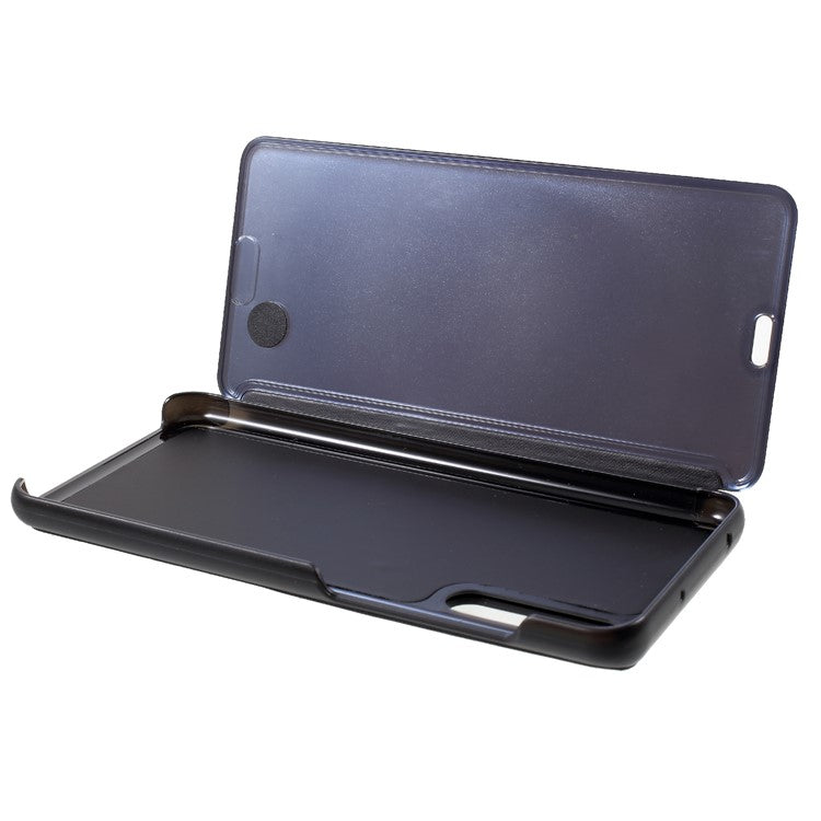 Plated Mirror Surface Leather Phone Folio Cover with Stand for Huawei P20 Pro - Grey