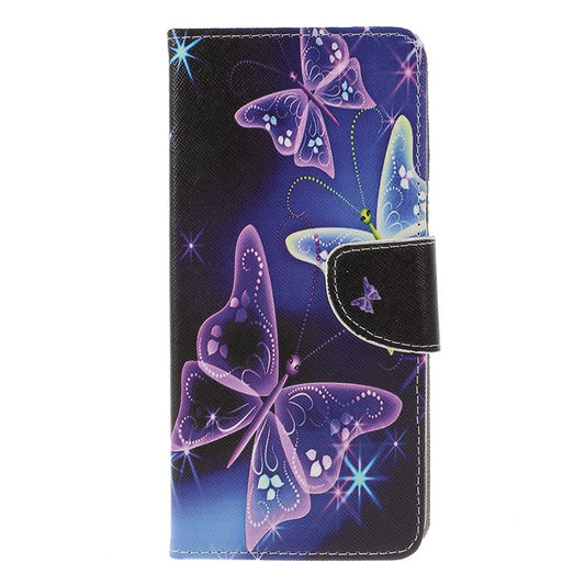 Pattern Printing Cross Texture Leather Wallet Case for Huawei P Smart Z - Vivid Butterflies