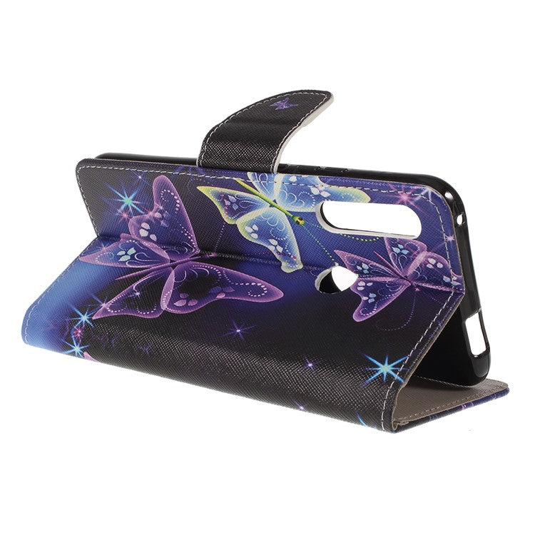 Pattern Printing Cross Texture Leather Wallet Case for Huawei P Smart Z - Vivid Butterflies