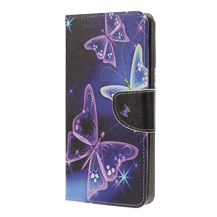 Pattern Printing Cross Texture Leather Wallet Case for Huawei P Smart Z - Vivid Butterflies