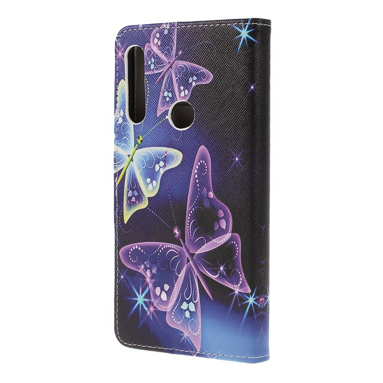 Pattern Printing Cross Texture Leather Wallet Case for Huawei P Smart Z - Vivid Butterflies