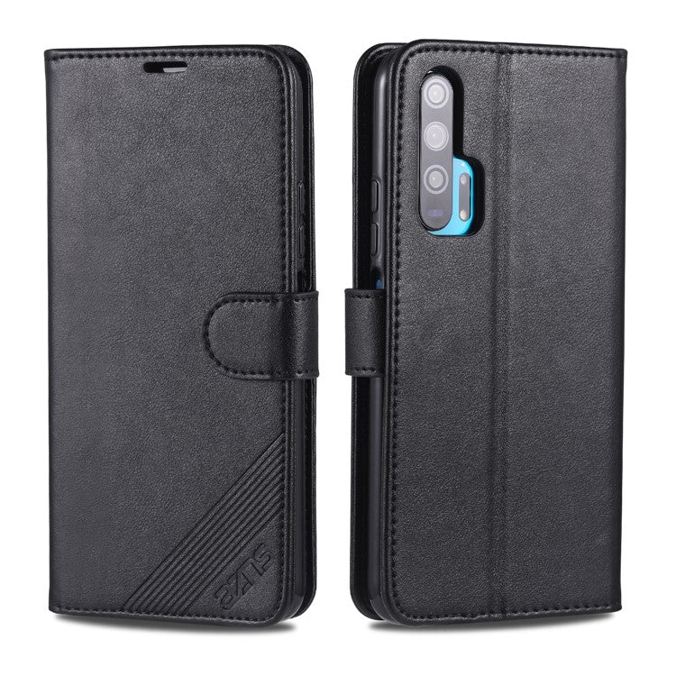 AZNS Leather Wallet Phone Case for Huawei Honor 20 Pro - Black