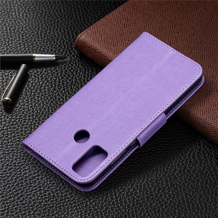 Imprint Butterfly Wallet Flip Leather Cell Phone Case for Honor 9X Lite - Purple