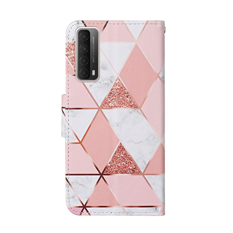 Pattern Printing PU Leather Case for Huawei P smart 2021/Y7a Wallet Stand Shell - Stone Grain