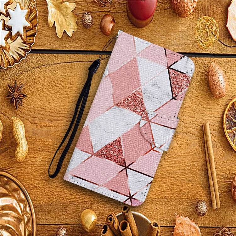 Pattern Printing PU Leather Case for Huawei P smart 2021/Y7a Wallet Stand Shell - Stone Grain