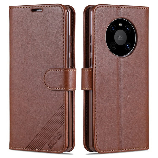 AZNS Wallet Stand Leather Protective Case for Huawei Mate 40 Pro - Brown
