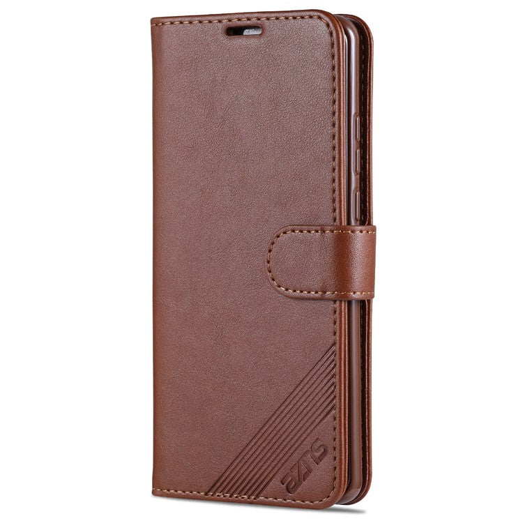 AZNS Wallet Stand Leather Protective Case for Huawei Mate 40 Pro - Brown