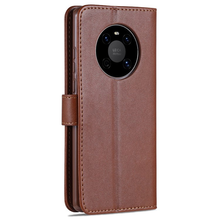 AZNS Wallet Stand Leather Protective Case for Huawei Mate 40 Pro - Brown