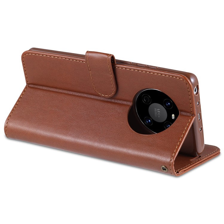 AZNS Wallet Stand Leather Protective Case for Huawei Mate 40 Pro - Brown