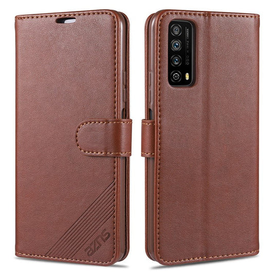 AZNS Wallet Stand Leather Protective Case for Huawei P smart 2021 / Huawei Y7a - Brown
