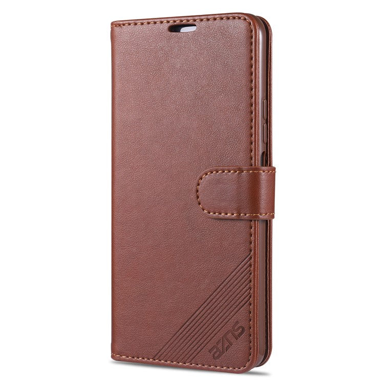 AZNS Wallet Stand Leather Protective Case for Huawei P smart 2021 / Huawei Y7a - Brown