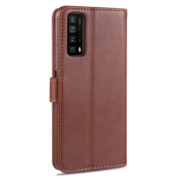 AZNS Wallet Stand Leather Protective Case for Huawei P smart 2021 / Huawei Y7a - Brown