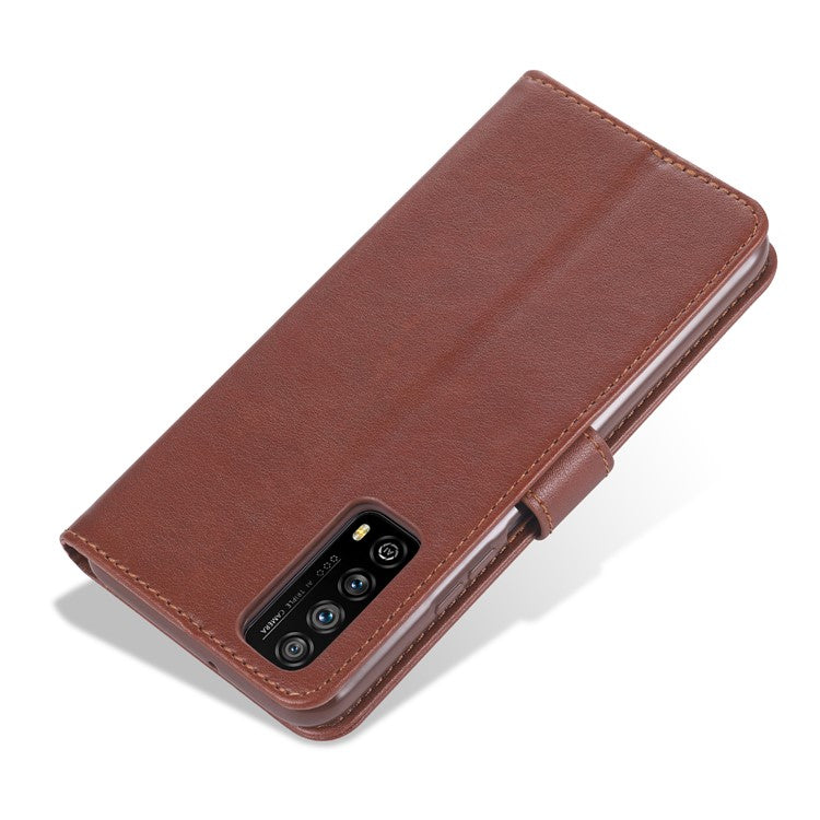 AZNS Wallet Stand Leather Protective Case for Huawei P smart 2021 / Huawei Y7a - Brown