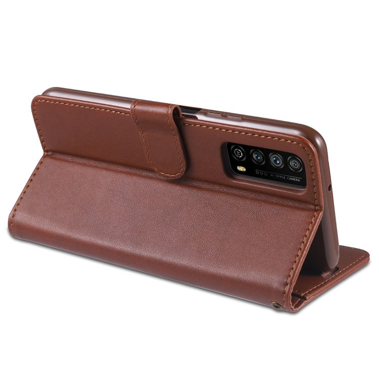 AZNS Wallet Stand Leather Protective Case for Huawei P smart 2021 / Huawei Y7a - Brown